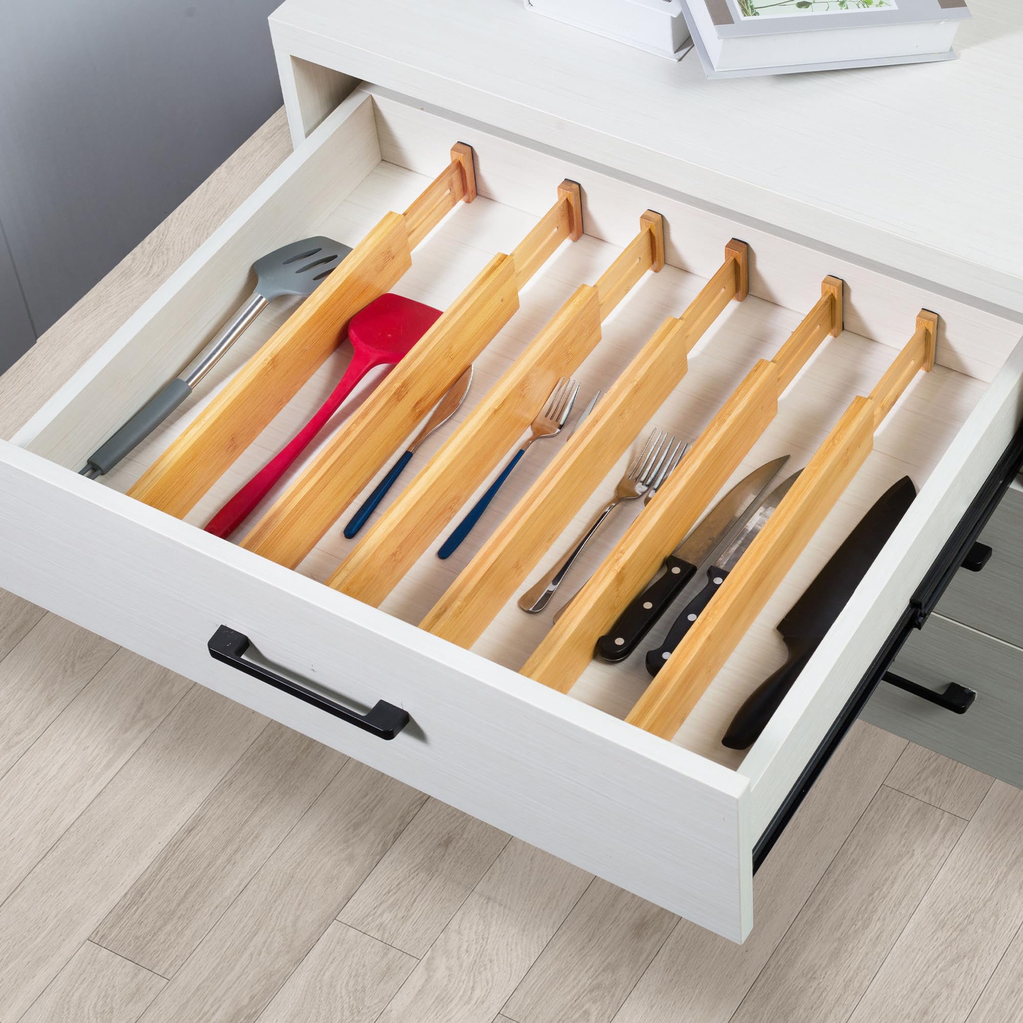 Expandable Bamboo Drawer Dividers for Kitchen Bathroom and Office