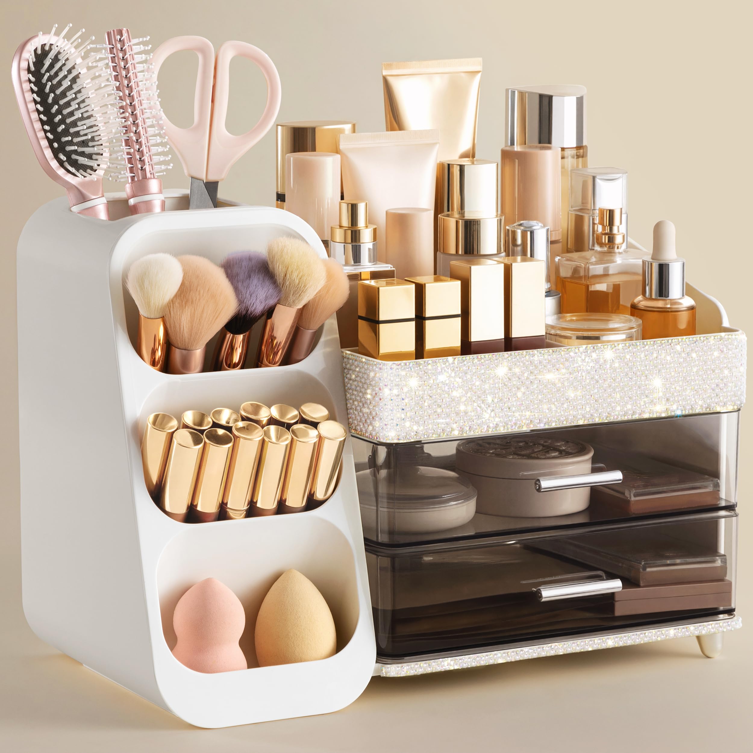 Vanity Makeup Organizer with Brush Holder