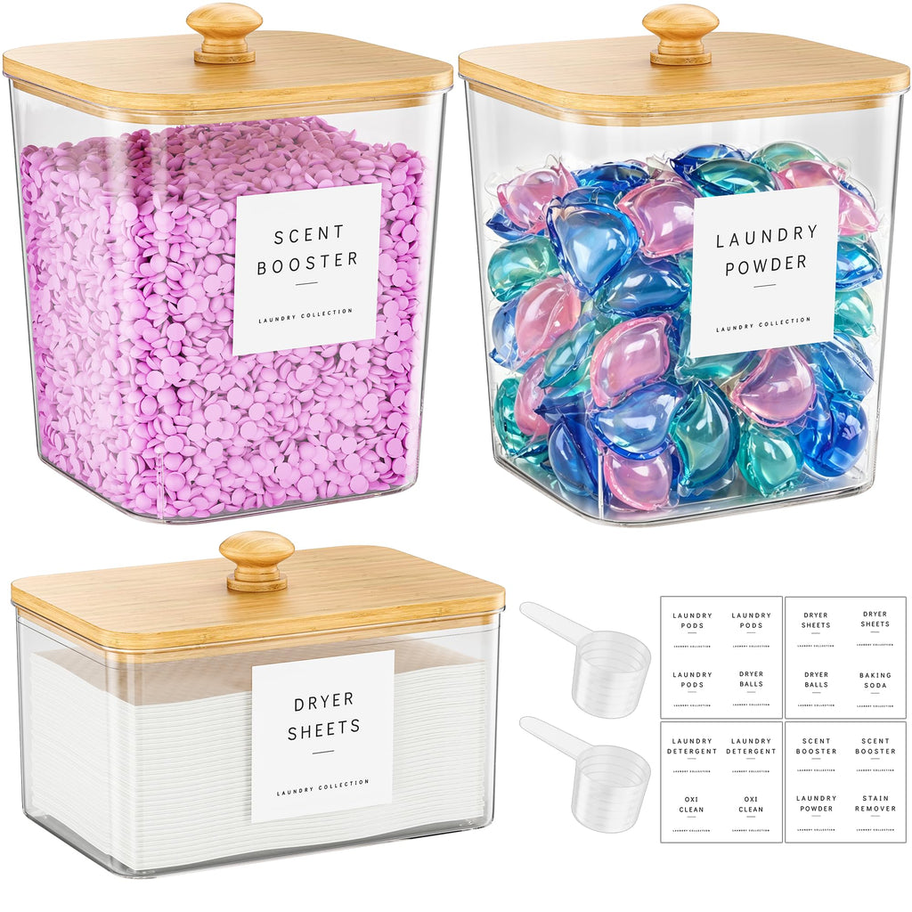 Four Pack Clear Laundry Pod and Detergent Storage Containers