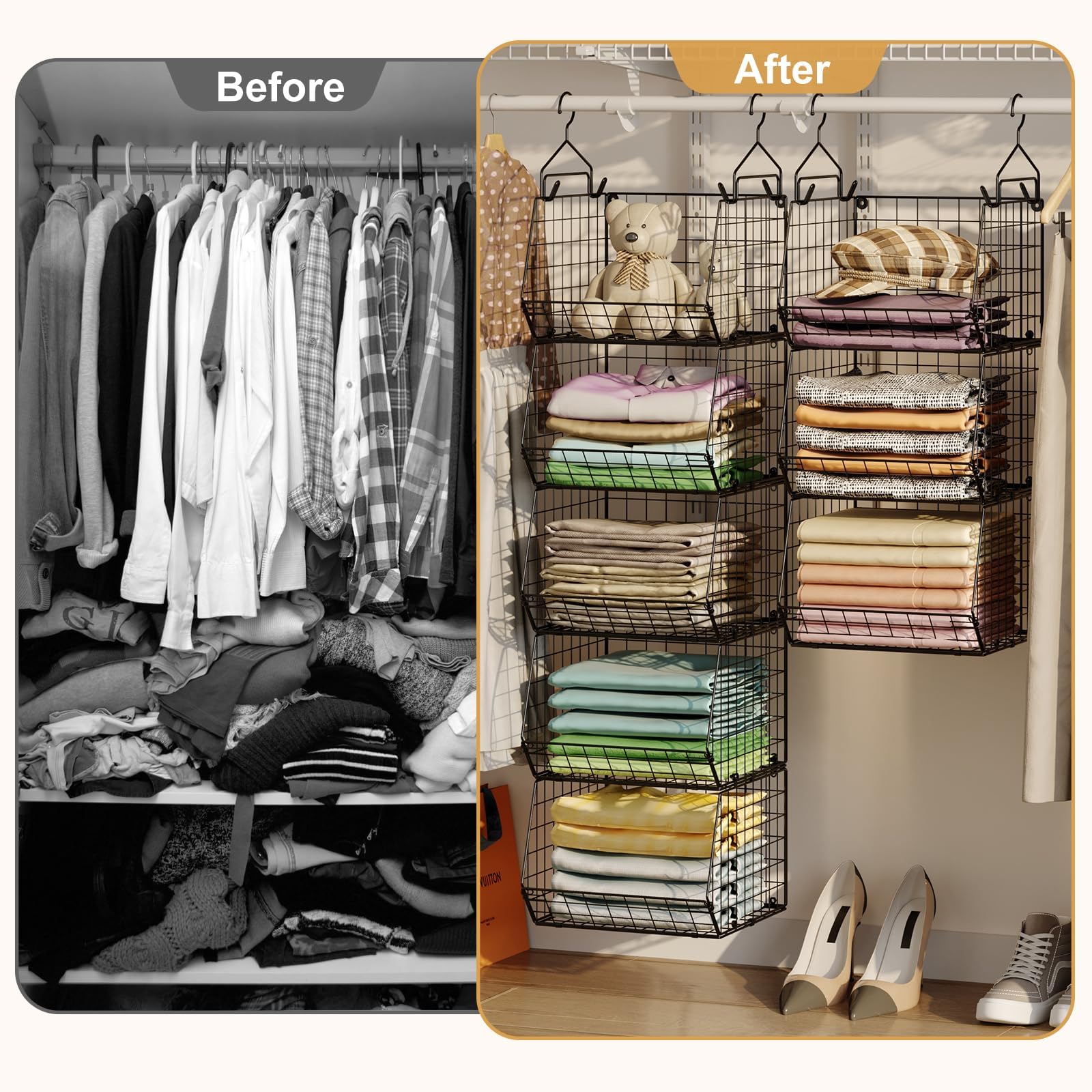 Eight Tier Hanging Closet Organizer with Wire