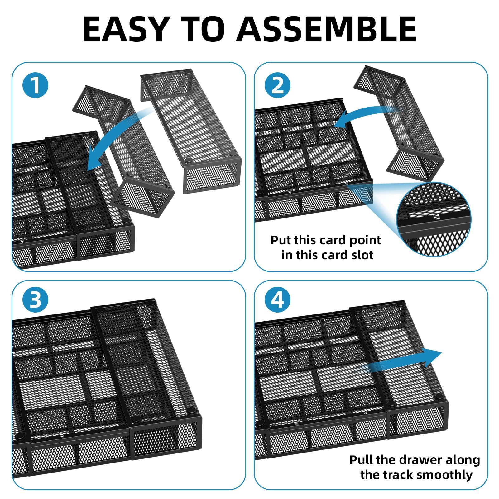 Expandable Desk Drawer Organizer with Ten Adjustable Compartments