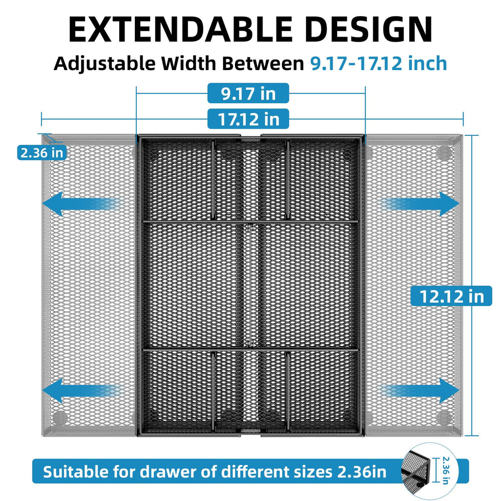 Expandable Desk Drawer Organizer with Ten Adjustable Compartments
