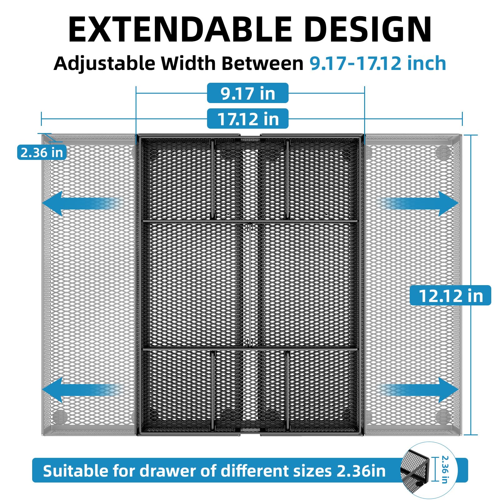 Expandable Desk Drawer Organizer with Ten Adjustable Compartments