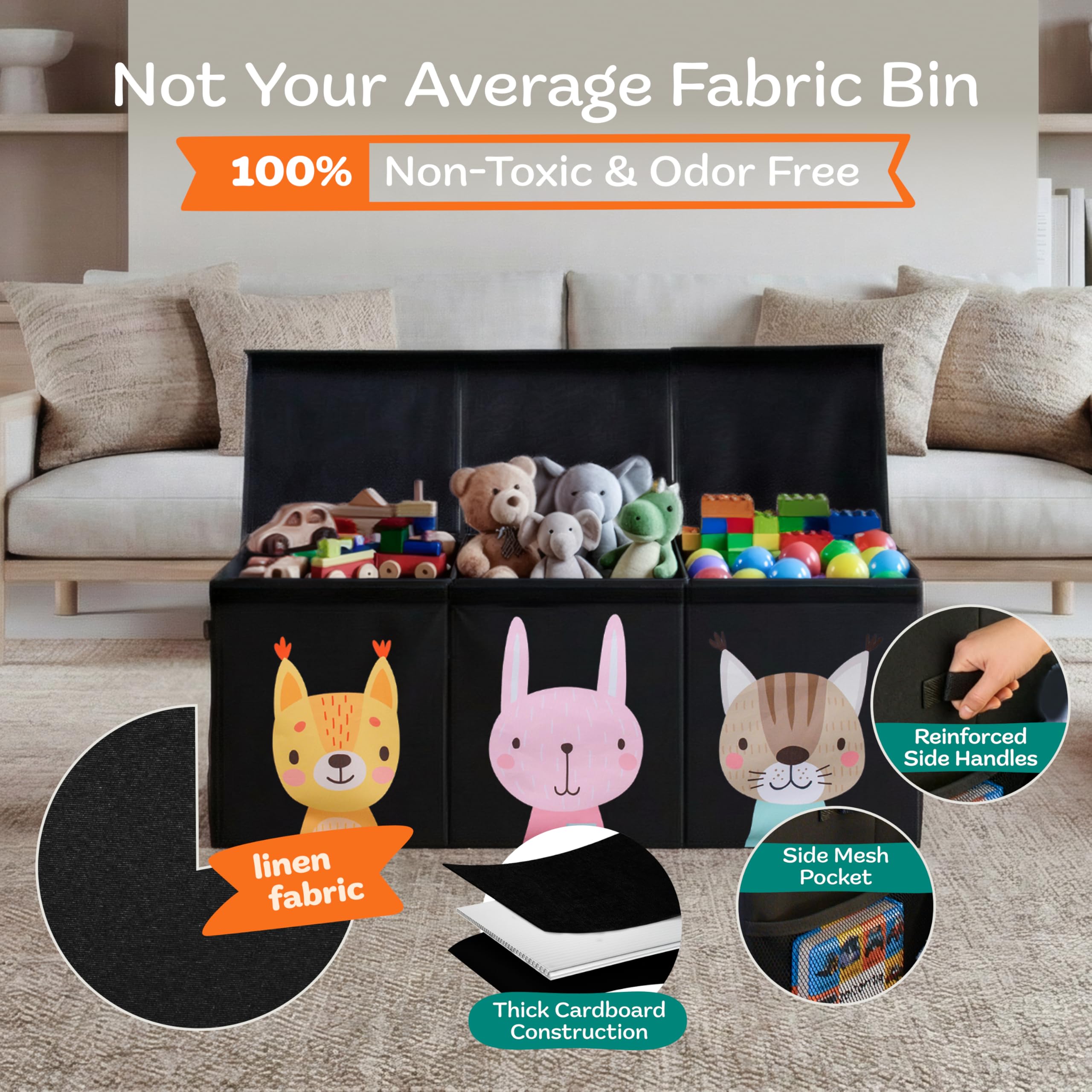 Extra Large Collapsible Toy Storage Box with Lid