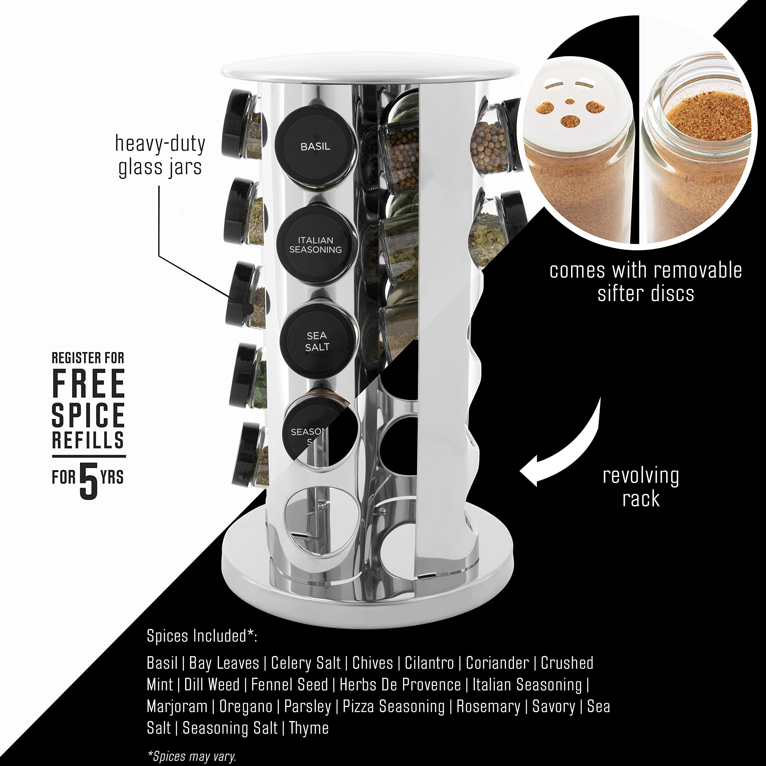 20 Jar Revolving Countertop Spice Rack Organizer