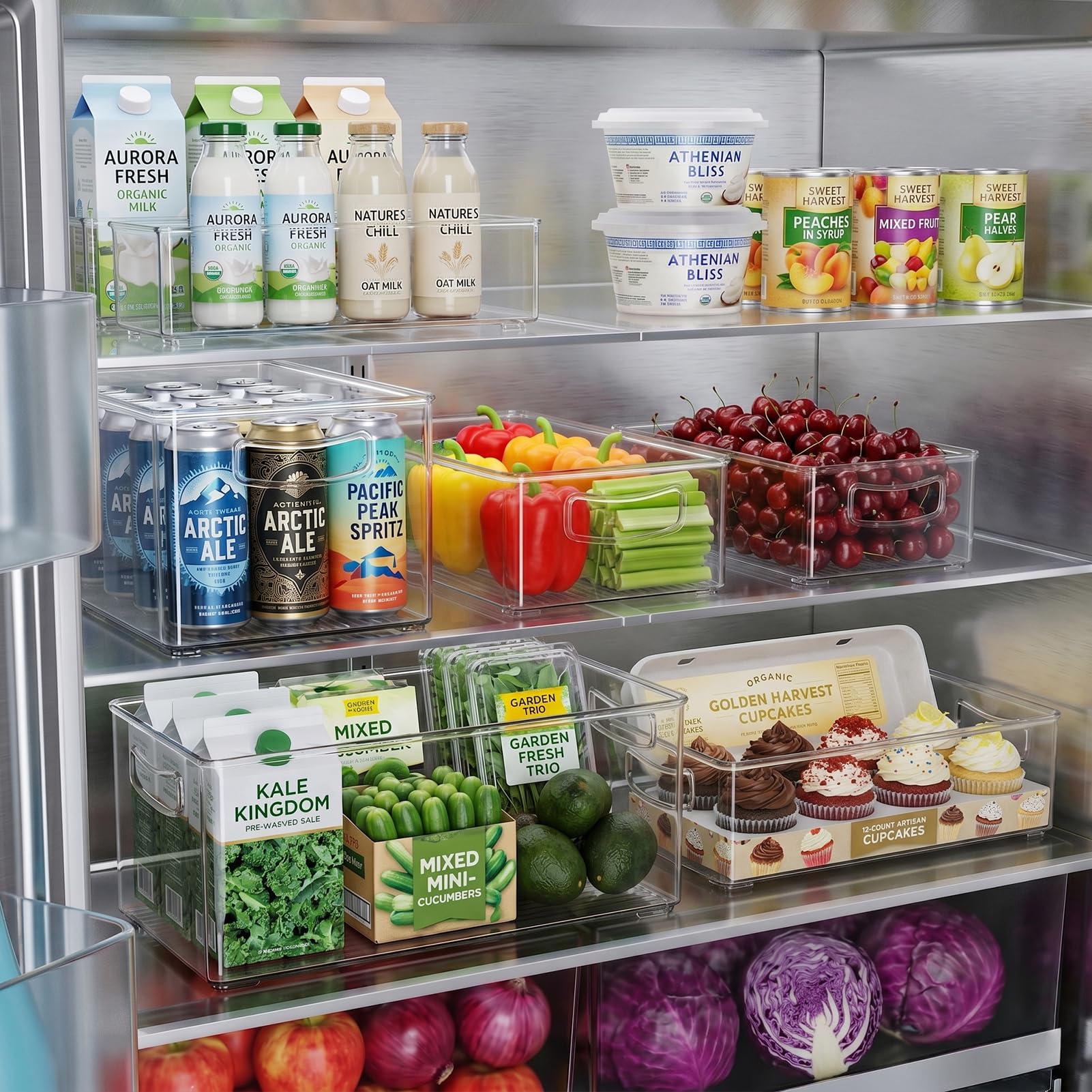 Stackable Freezer Storage Bins with Side Handles