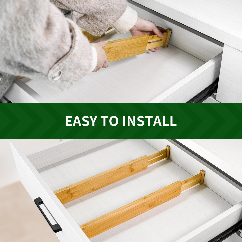Expandable Bamboo Drawer Dividers for Kitchen Bathroom and Office