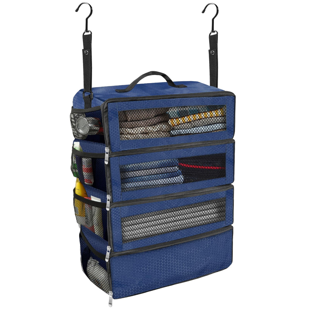Collapsible Hanging Suitcase Organizer with Portable Travel Shelves