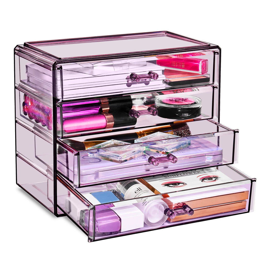 Four Drawer Acrylic Makeup Jewelry and Cosmetics Storage Case
