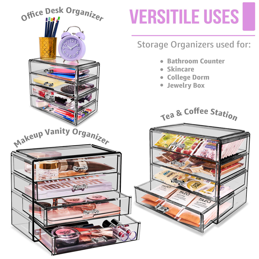 Four Drawer Acrylic Makeup Jewelry and Cosmetics Storage Case