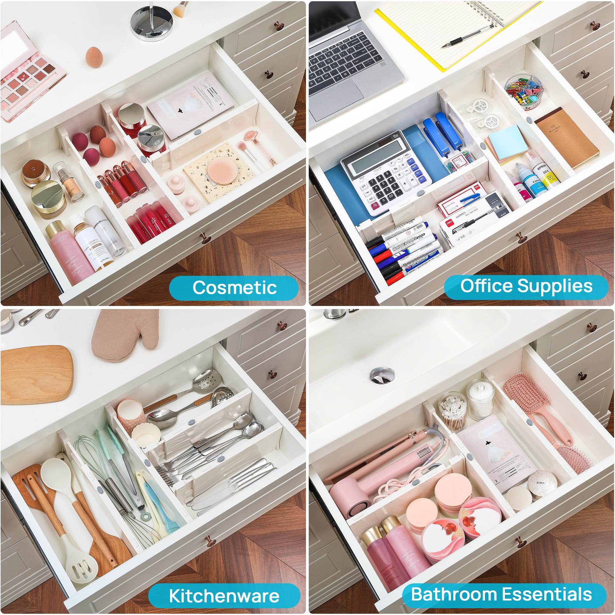 Adjustable Drawer Dividers for Clothes and Closet Organization