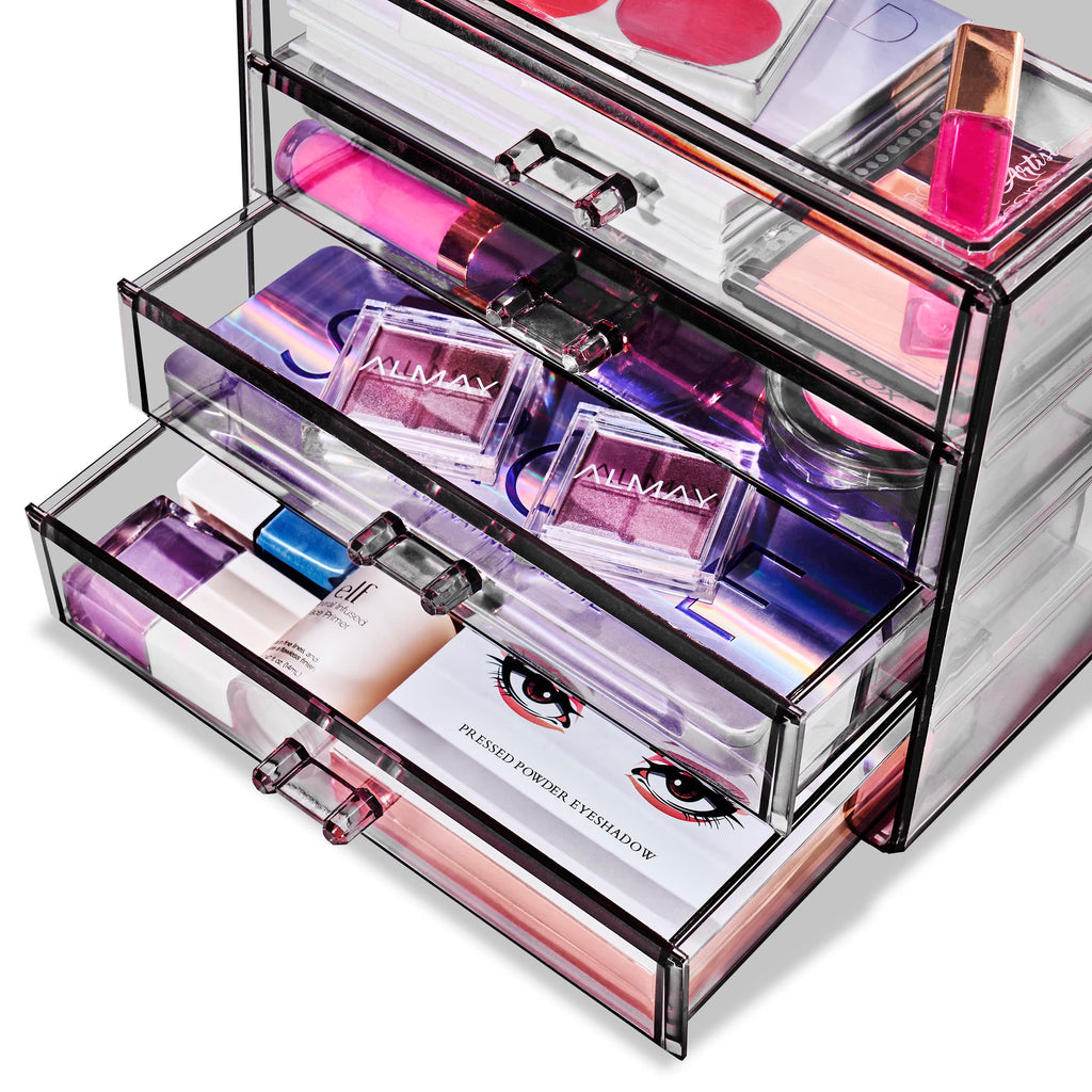 Four Drawer Acrylic Makeup Jewelry and Cosmetics Storage Case