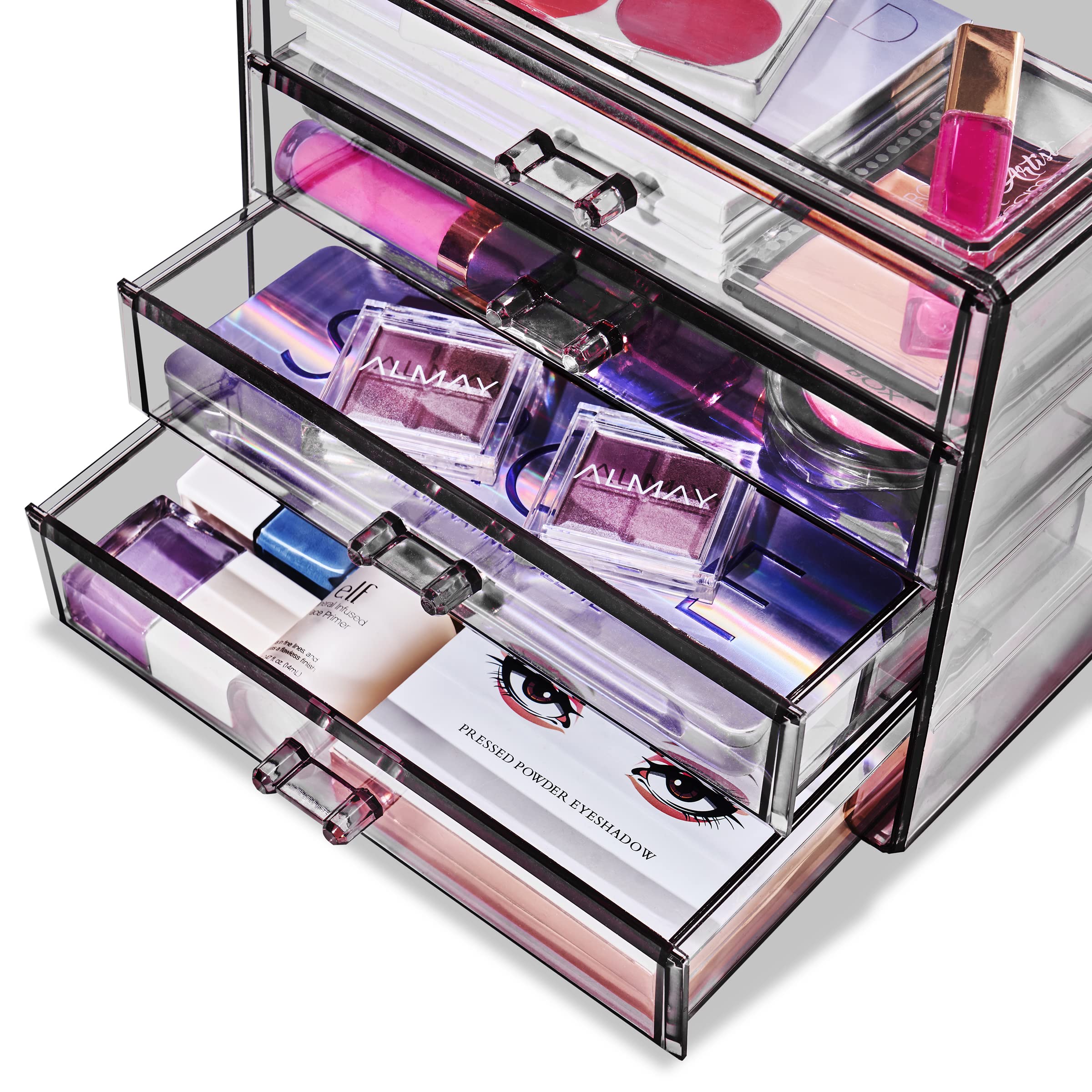 Four Drawer Acrylic Makeup Jewelry and Cosmetics Storage Case