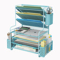 Seven Tier Desk File and Paper Organizer with Pen Holder and Basket