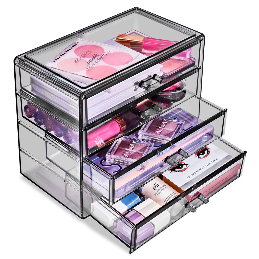 Four Drawer Acrylic Makeup Jewelry and Cosmetics Storage Case