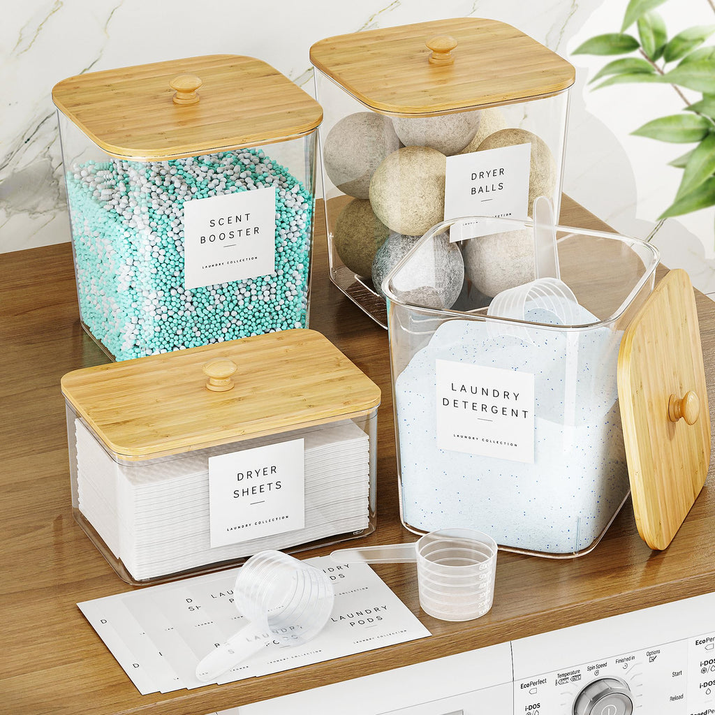 Four Pack Clear Laundry Pod and Detergent Storage Containers