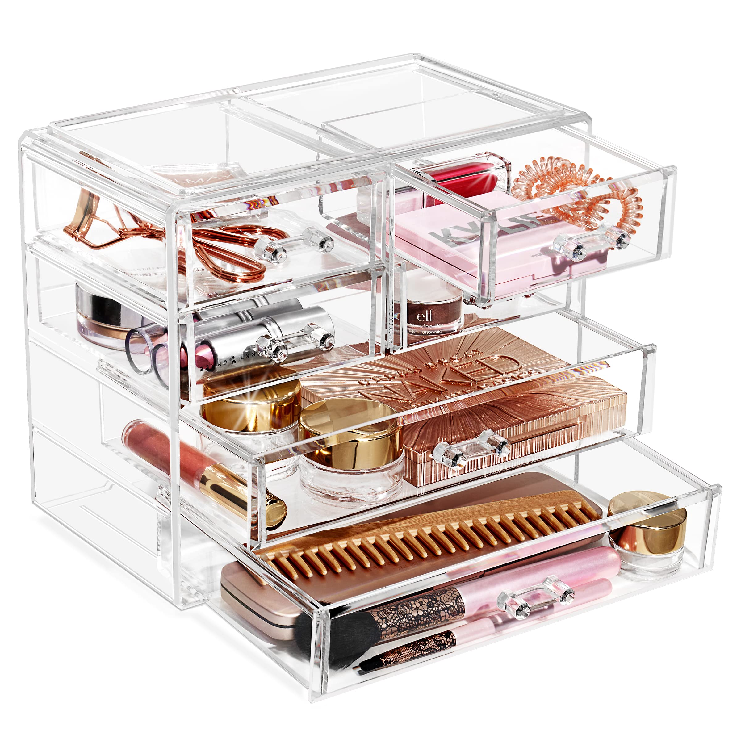 Large Clear Detachable Makeup and Jewelry Organizer for Vanity